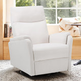 COLAMY Swivel Rocking Recliner Chair, Nursery Rocker Glider Recliner with Extra Large Footrest, Deep Seat, High Back, Upholstered Fabric Reclining Single Sofa for Living Room-White COLAMY