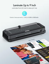 SINOPUREN 9-Inch Thermal Laminator Machine, 3-in-1 Laminator with Built-in Paper Trimmer, Hole Punch & Corner Rounder, 10 Laminating Pouches, Fast 3-Min Warm-Up, Jam-Free for Home, Office, School SINOPUREN