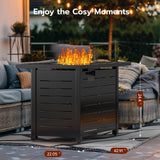 Xbeauty Fire Pit Propane Gas FirePit Table 43" Outdoor Fire Pit Rectangular Tabletop with Lid, Rain Cover, for Outside Garden Backyard Deck Patio Xbeauty