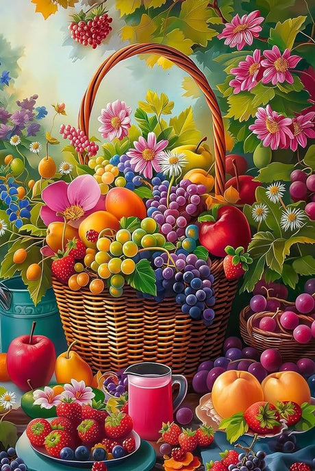 EIBEILI Diamond Art Kits for Adults, Fruit 5D Diamond Painting Kits for Beginner DIY Gem Art Full Drill Diamond Dots Crystal Craft Kits for Home Wall Decor Gifts 12x16inch EIBEILI