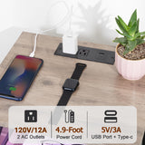 AMHANCIBLE Night Stand Set 2, LED Nightstands for Bedroom Set of 2 with Charging Station, End Table with USB Port and Outlet, Side Table with 2 Storage Drawers for Living Room, Greige, HET052LGY AMHANCIBLE