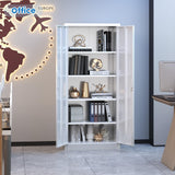 winbingon 71" Locking File Cabinet, Metal Storage Cabinet with 2 Doors and 4 Adjustable Shelves for Office, Home, Garage, Gym, School (White), Requires Installation winbingon