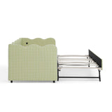 Twin to King Daybed with Trundle, USB Ports Soft Upholstered Daybed with Pop Up Trundle Bed Twin, Modern Extendable Day Bed Frame for Girls Bedroom Living Room Guest Room Small Places Sage Green Deolme