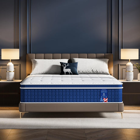 Ckiye King Size Mattress 12 Inch 80''*76''*12'' Medium Firm Hybrid with Memory Foam Individual Pocket Springs Edge Support Motion Isolation Pressure Relief Cool Fresh Sleep King Mattress Ckiye
