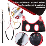 Dog Grooming Table Arm with Hammock - Adjustable Height, Pet Grooming Hammock, No Sit Haunch Holders, Loop Noose Heavy-Duty Clamp (Stainless Steel) Phenfor