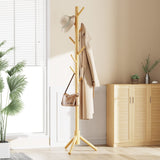 Pipishell Coat Rack Sturdy Wooden Coat Rack Stand, Adjustable Coat Tree, Free Standing Tree Hanger with 4 Sections & 8 Hooks, for Home/Bedroom/Office/Hallway/Entryway Pipishell