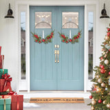 Dolicer 2 Pcs Christmas Wreaths for Front Door Window 12In Christmas Wreaths with LED Lighted Taper Candles and Remote Control Berries and Pine Cones Wreaths for Holiday Christmas Party Decoration Dolicer