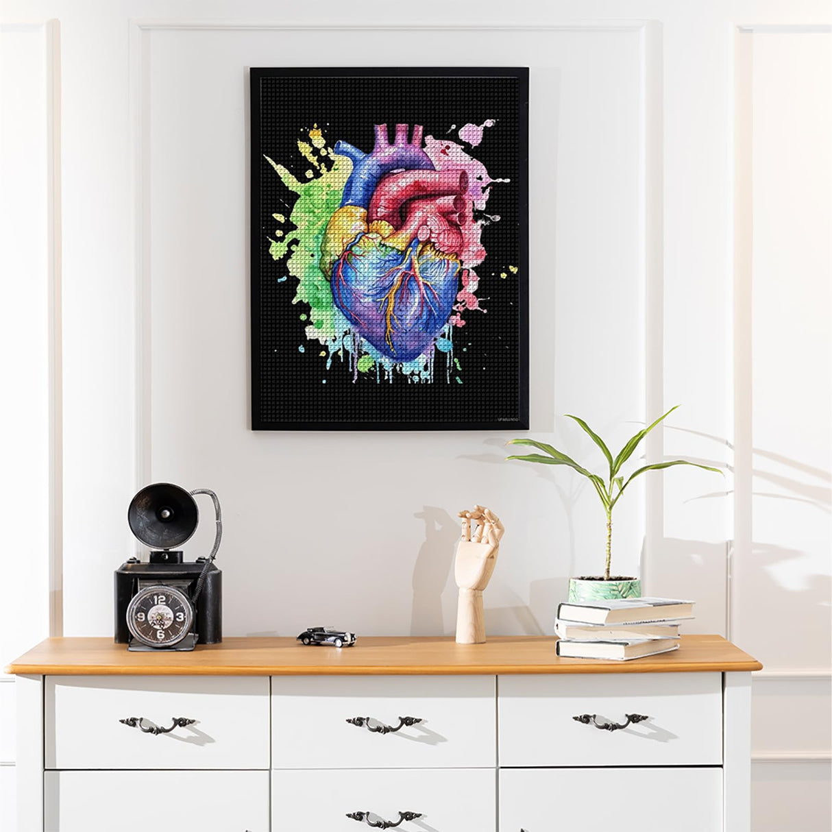 UPABLUNSO Rainbow Anatomical Heart Watercolor Novelty Round Diamond Art Painting Unframed Full Drill Paint with Diamonds Kits 12x16 inch UPABLUNSO