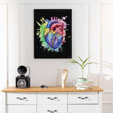 UPABLUNSO Rainbow Anatomical Heart Watercolor Novelty Round Diamond Art Painting Unframed Full Drill Paint with Diamonds Kits 12x16 inch UPABLUNSO