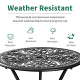 Withniture 3 Piece Patio Bistro Set Cast Aluminum Bistro Table and Chairs Set of 2 with Umbrella Hole,All Weather Metal Bistro Table Set,Outdoor Patio Furniture Set for Garden(Butterfly Black) Withniture