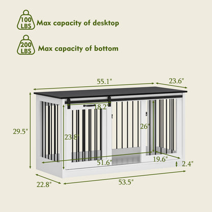 DAWNSPACES Extra Large Dog Crate Furniture, 55" Indoor Heavy Duty Dog Kennel House with Sliding Doors, Furniture Style Dog Crate Table Side End Table TV Stand for XL Large Medium Breed Dogs,  - WoodArtSupply