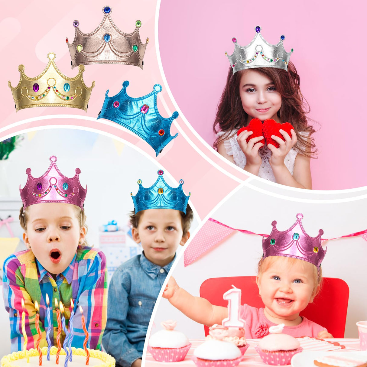 Hoedia 25PCS Foam Princess Crowns and Tiaras for Birthday Party Favors Hats, DIY Prince Crown Kit Paper Tiara with Crystal Diamond Sticker Hoedia