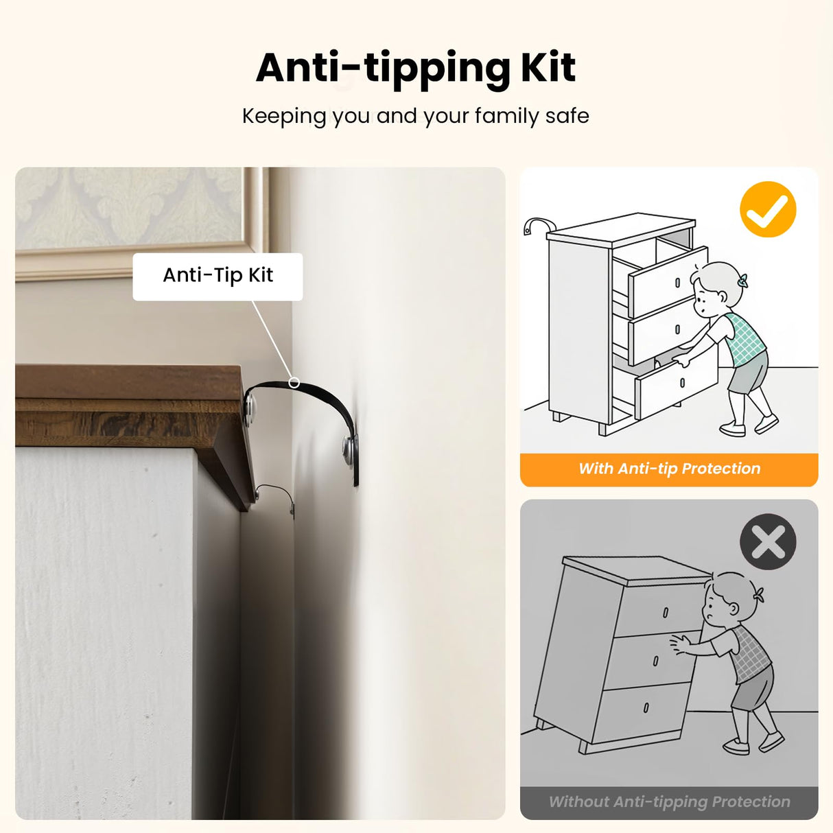 Amada Farmhouse 7 Drawer Dresser for Bedroom, 47.2 Inch Wide Wood Dresser with Natural Texture, Large Drawers, Rustic Farmhouse Chest of Drawers for Bedroom, Living Room, Hallway, Brown & White AMADA HOMEFURNISHING