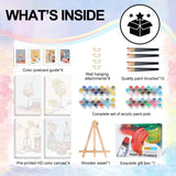 4 Pack Framed Paint by Numbers Kit for Adults Beginner with Wooden Easel, Cocktail Paint by Number Kits with Frame, DIY Acrylic Wine Glass Painting by Numbers for Home Wall Decor Gift 8x12 inch Yezavesu