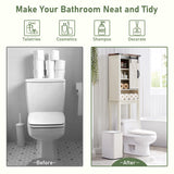 Farmhouse Over The Toilet Storage Cabinet with Sliding Barn Door & Adjustable Shelves in Rustic Oak and Antique White OKD