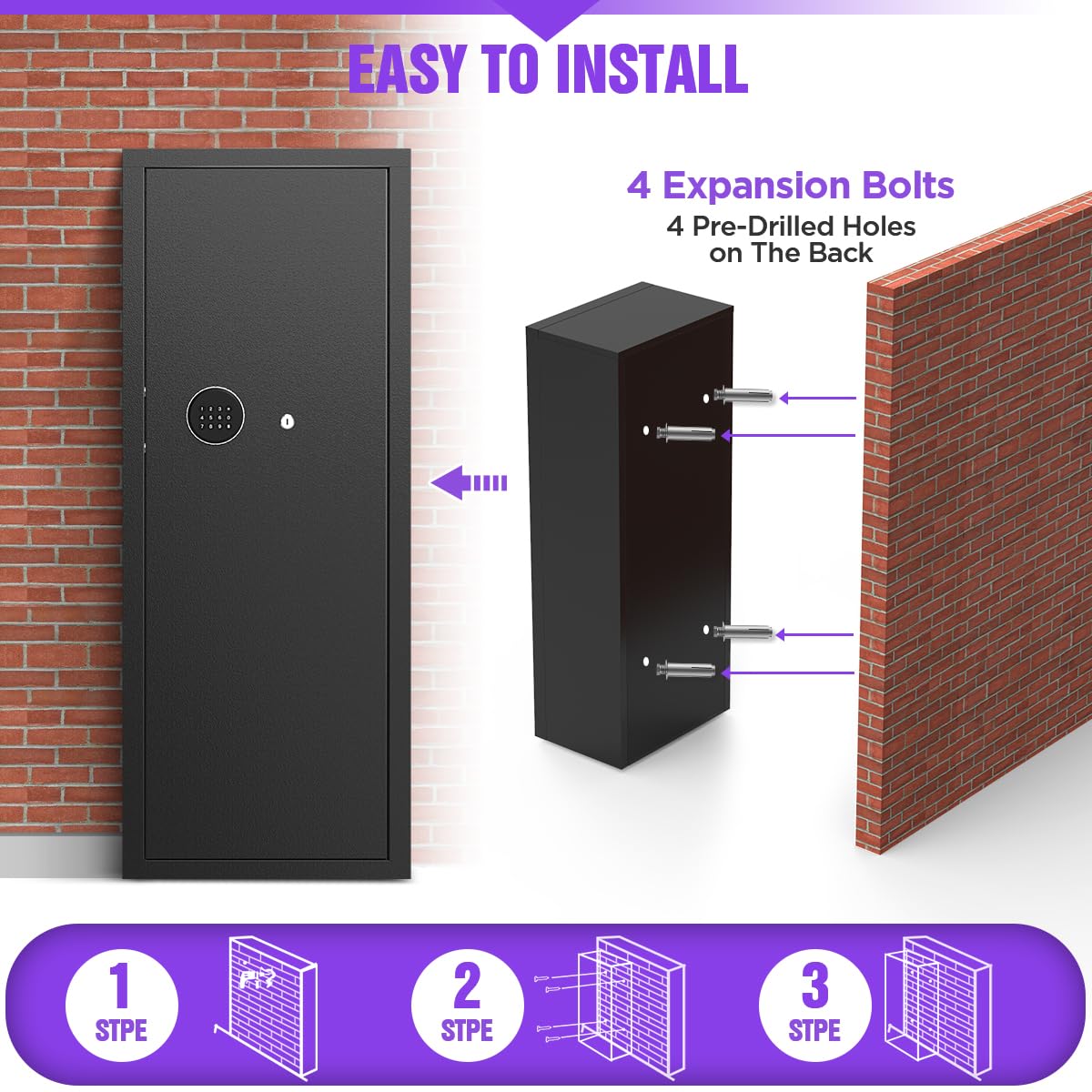 10-15-Gun Capacity Rifle Safe with Quick Access Digital Keypad - Anti-Theft & Anti-Pry Design Home Security Safe with Adjustable Pegboard Shelves for Pistols, Easy Assembly Rifle Cabinet MSYCOST