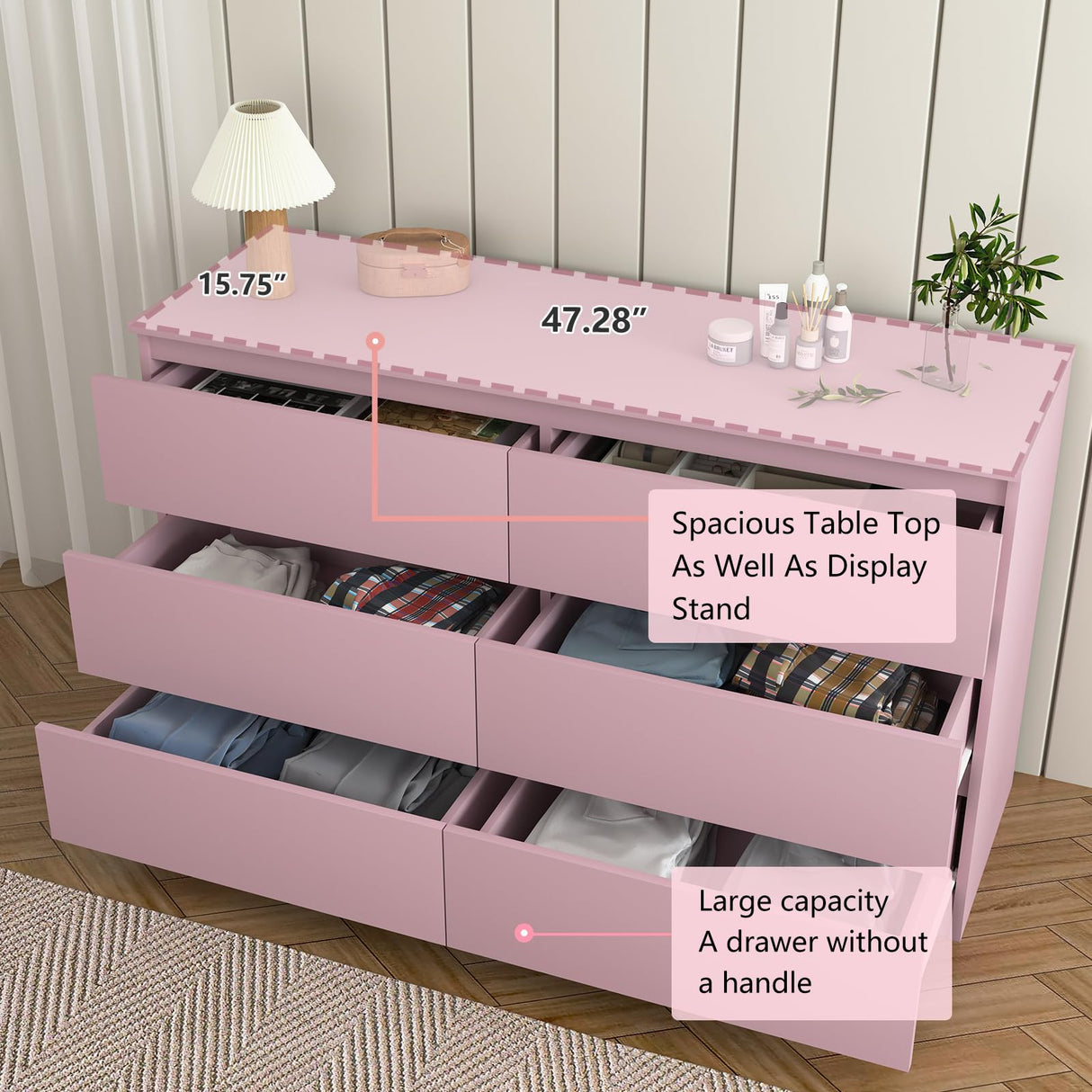 strapless open back dress Vibe & Dine 6 Drawer Double Dresser, Modern Chest of Drawers with Wide –  WoodArtSupply