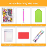 Axquilon Flower Cat Diamond Painting Kits, Full Drill Round DIY Diamond Art Kits, Paint by Diamonds Rhinestone Gem Art Craft for Home Wall Decor 12X16 inch Axquilon