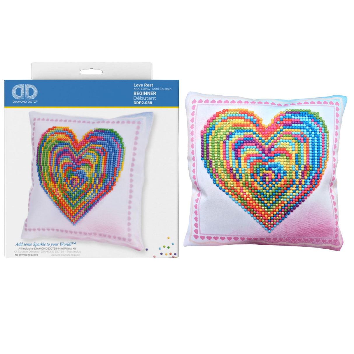 DIAMOND DOTZ Kits - Love Rest Mini Pillow, Partial Drill, Round Dotz, Diamond Painting Kits, Diamond Art Kits for Adults, Valentines Diamond Painting, Diamond Art, Kits, 7"x7" DIAMOND DOTZ