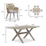 PURPLE LEAF 7 Pieces Outdoor Dining Set All-Weather PE Rattan Outdoor Patio Furniture Set with All Aluminum Frame Rectangular Table and Chairs Set for Lawn Garden Backyard Deck, Champagne PURPLE LEAF