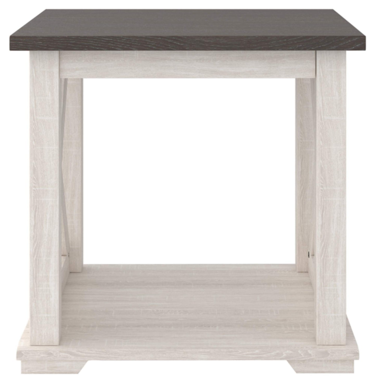 Signature Design by Ashley Dorrinson Square Modern Farmhouse End Table, 23"D x 23"W x 22"H, Two Tone White & Brown - WoodArtSupply