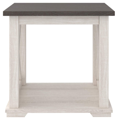 Signature Design by Ashley Dorrinson Square Modern Farmhouse End Table, 23"D x 23"W x 22"H, Two Tone White & Brown - WoodArtSupply