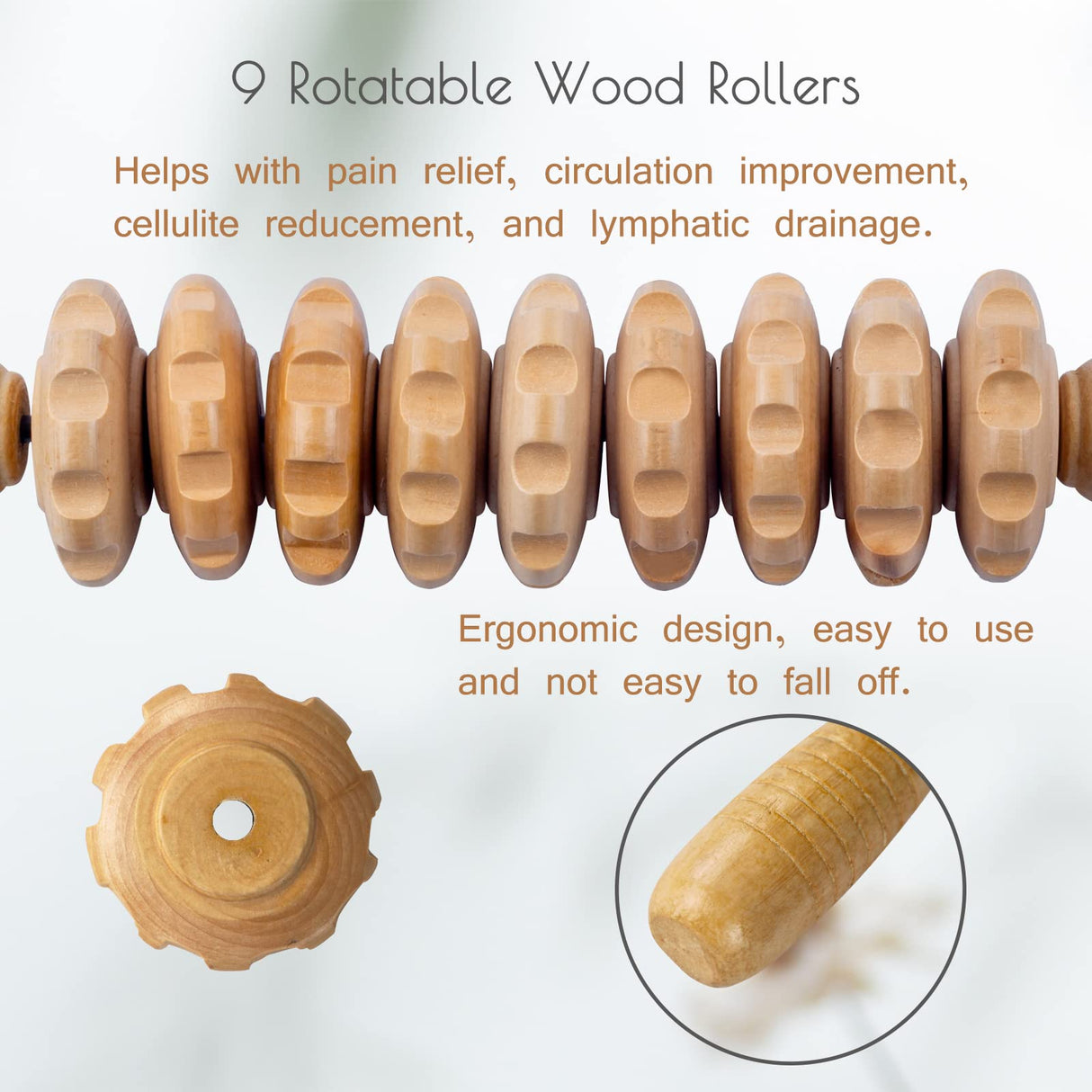 Wooden Massage Roller Wood Therapy Massage Tools for Body Shaping, Anti Cellulite Wood Roller Masssager, Manuel Wooden Fascia Massage Roller, Wood Body Sculpting Tools, Wood Body Massage Roller cococar