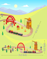 SainSmart Jr. 41 Pcs Deluxe Wooden Train Set for Toddler, Wood Train Track w/Crane Fits Brio Thomas, Melissa and Doug for Kids Ages 3+ SainSmart Jr.