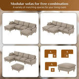 Nolohoo Cloud Couch Sectional Sofa, Modern Large Modular Sofas with Chaise, Convertible Ottoman, 112" Comfy Fluffy U Shape Sectional Couches for Living Room, Apartment, Light Brown Nolohoo