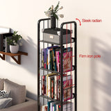 Azheruol Bookshelf Storage Shelf Bookcase Freestanding Storage Stand for Living Room, Bedroom, Kitchen Rust Resistance Easy Assembly Free Combination Multi-Functional Organizer (5 Tiers, Black) Azheruol
