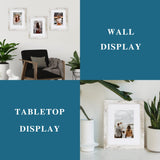 Hongkee 8x10 Picture Frame Set of 4, Made of Real Glass and Distressed White Wooden Frame, 8 by 10 Photo for Wall or Tabletop - Display Picture 5x7 with Mat or 8x10 Without Mat Hongkee