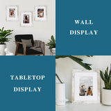 Hongkee 8x10 Picture Frame Set of 2, Made of Real Glass and Distressed White Wooden Frame - Display Picture 5x7 with Mat or 8x10 Without Mat, 8 by 10 Photo for Wall or Tabletop Hongkee