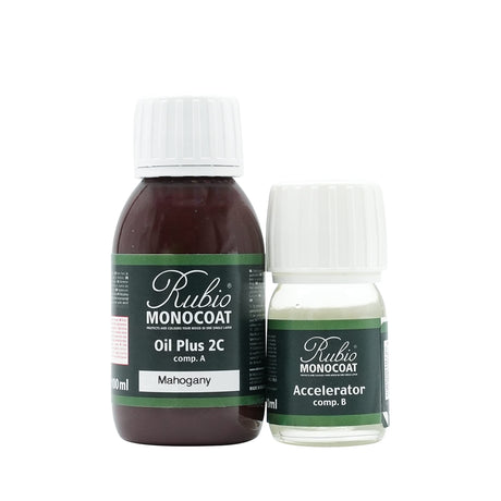 Rubio Monocoat Wood Stain & Finish 65 ft² - Mahogany | Oil Plus 2C | Quick-Dry, Eco-Friendly Linseed Wood Oil for Indoor Use, Includes Accelerator (Part B) | Protector | 130 ml Rubio Monocoat
