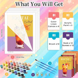 6 Pack Paint by Numbers Kit for Adults Beginners-Easy Cocktail Adult Paint by Number Kits on Canvas, DIY Acrylic Oil Painting by Numbers for Adults Without Frame for Gift Home Wall Decor(10x14inch) Arttoplus