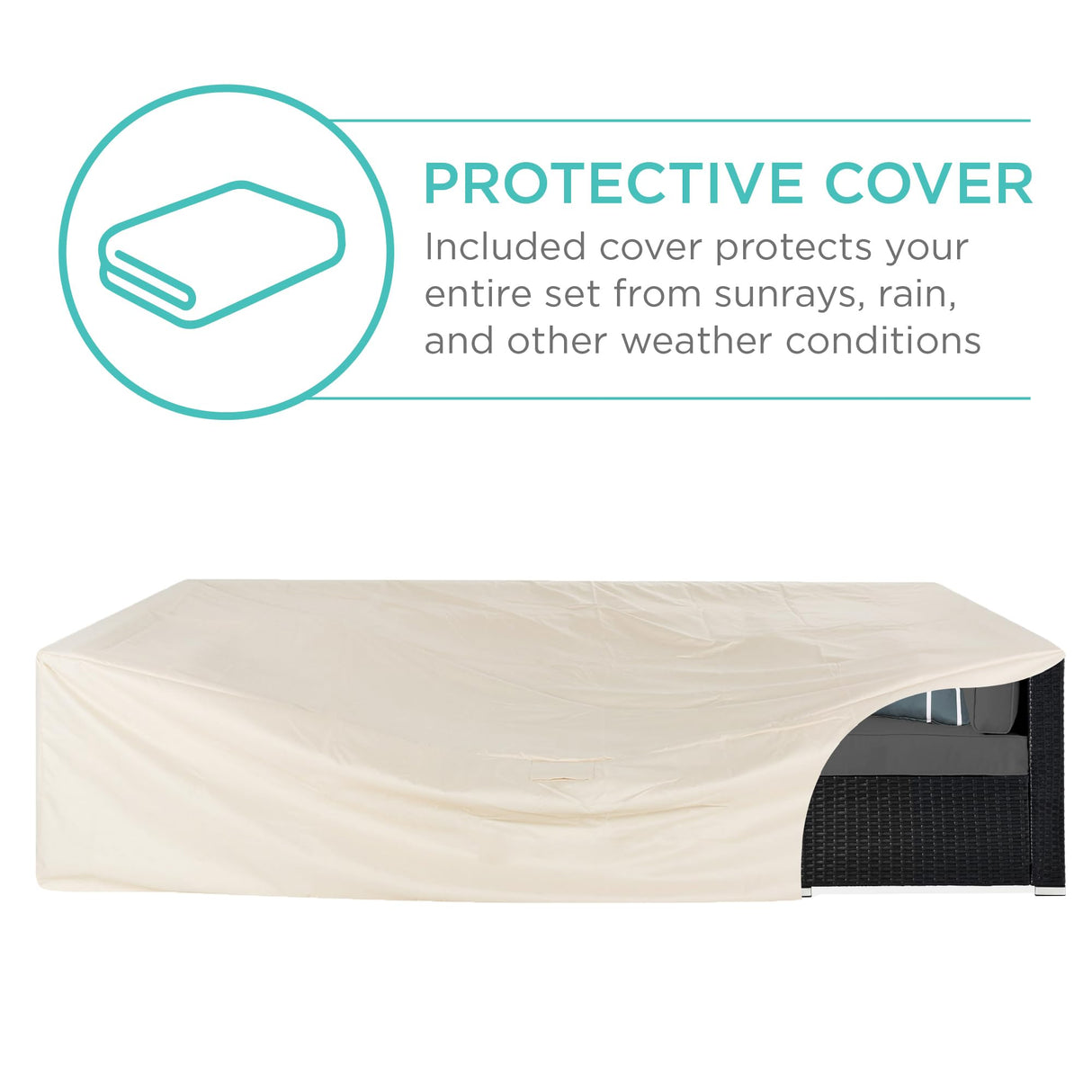 Best Choice Products 7-Piece Modular Outdoor Sectional Wicker Patio Conversation Set w/ 2 Pillows, Coffee Table, Cover Included - Black/Gray Best Choice Products