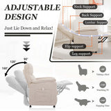 Small Recliners for Small Spaces, Adjustable Electric Recliner Chairs for Adults, Ultra-Comfy Chenille Power Recliner Chair w/Side Pockets & Remote for Nursery, Living Room, Bedroom (Beige) MWrouqfur