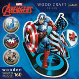 Trefl Marvel Wood Craft 160 Piece Jigsaw Puzzle Fearless Captain America Irregular Shapes, 10 Special Puzzles, Modern Premium Puzzle, for Adults and Children from 12 Years Old Trefl