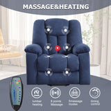 CANMOV Power Lift Recliner Chair with Massage and Heat for Elderly, Overstuffed Wide Recliners, Heavy Duty and Safety Motion Reclining Mechanism with USB Ports, 2 Concealed Cup Holders, Navy Blue CANMOV
