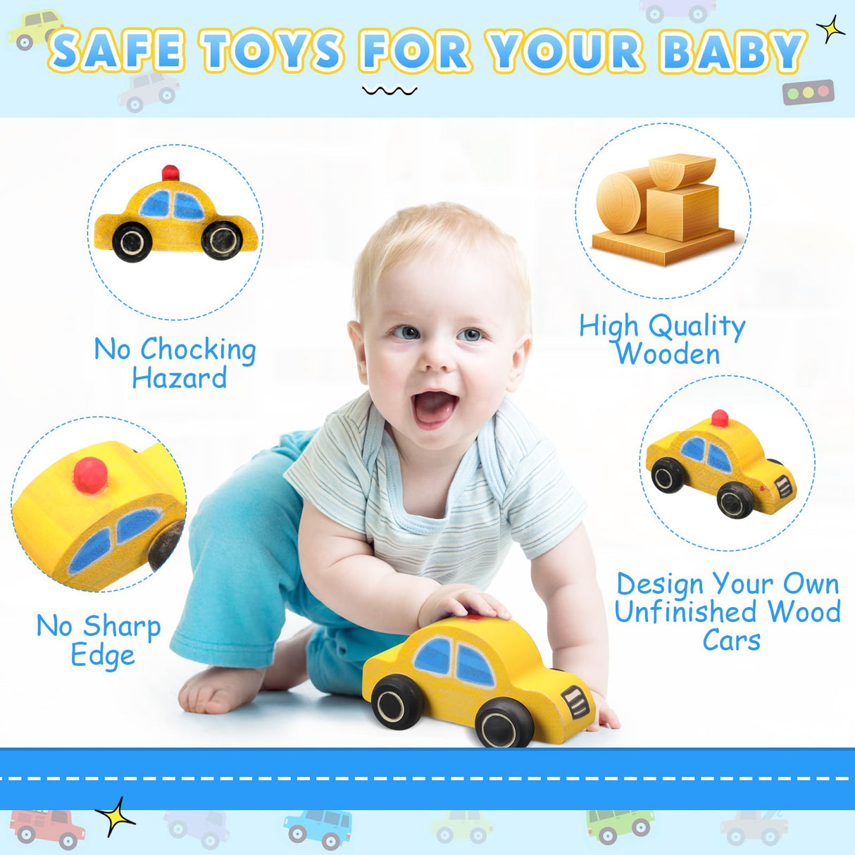 Leyndo 20 Pcs Wood DIY Car Toys Unfinished Wooden Cars Paintable Wood Toys Wooden Crafts for Students Home Activities Craft Projects Easy Woodworking Leyndo