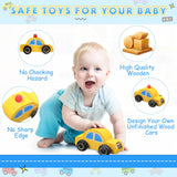 Leyndo 20 Pcs Wood DIY Car Toys Unfinished Wooden Cars Paintable Wood Toys Wooden Crafts for Students Home Activities Craft Projects Easy Woodworking Leyndo