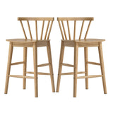 EYYTHUNG Wood Bar Stools Set of 2, 24" Barstool Farmhouse Counter Stools with Curved Back Counter Chairs for Kitchen Islands Dining Room, Natural Oak EYYTHUNG