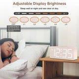 DreamSky Wooden Digital Alarm Clock for Bedroom - Wood Desk Clocks for Living Room with Large Numbers, Dimmer, USB Port, Loud Alarm for Heavy Sleepers with Volume Control, DST DreamSky