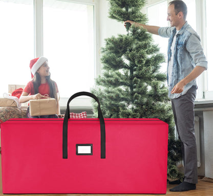 Christmas Tree Storage Bag, Fits Up to 9 FT Tall Artificial Disassembled Trees, Large Heavy Duty Storage Container with Handles, 65"x15"x30” Red