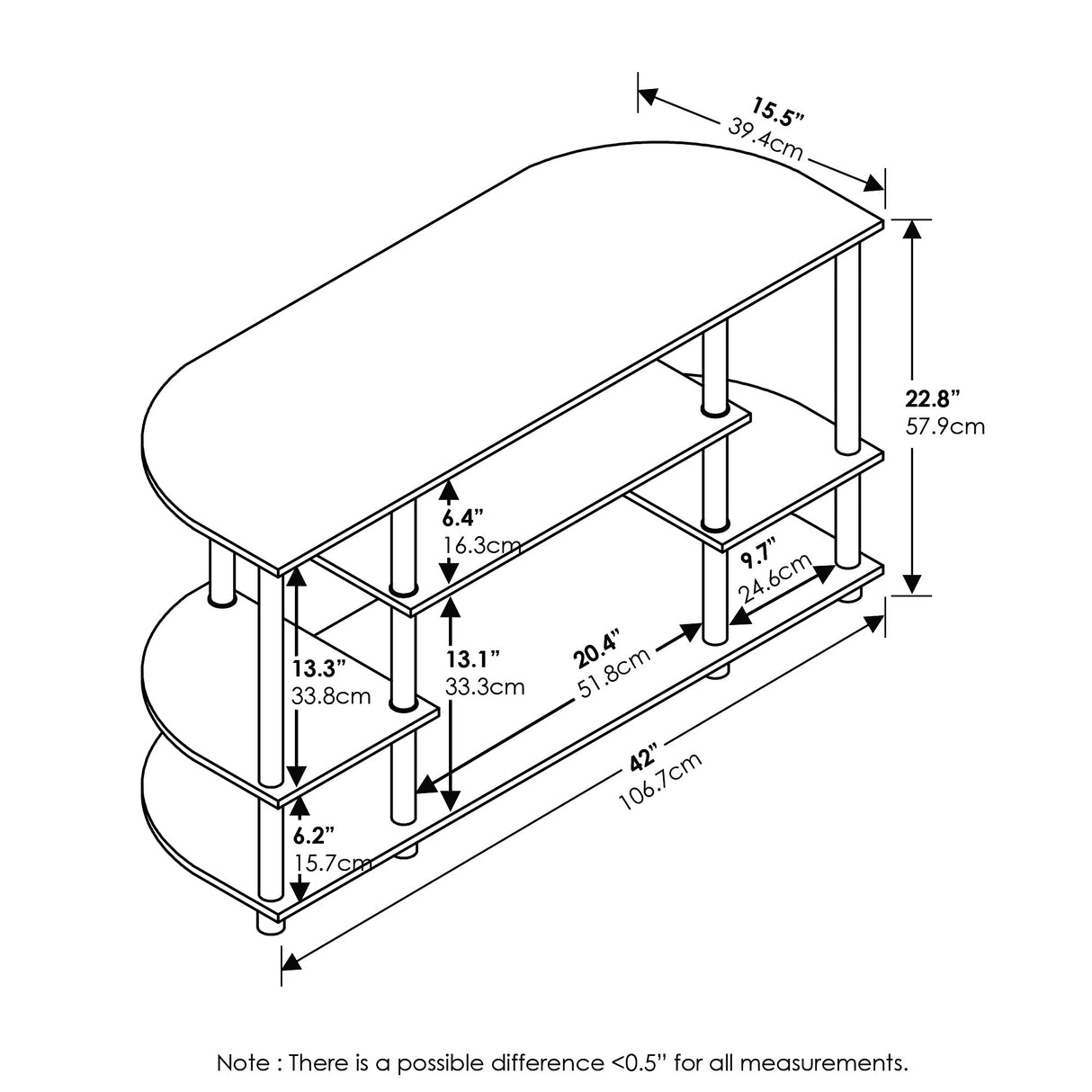 Furinno JAYA Simple Design Corner TV Stand, Espresso/Black Furinno