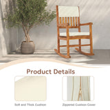VINGLI Acacia Outdoor Rocking Chair with Cushions, Wooden Rocker Support 550 LBS for Indoors & Outdoors, 1 Pack VINGLI