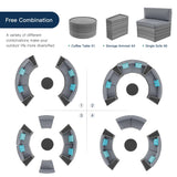 Amopatio Outdoor Patio Sectional Furniture Sets, 11 Pcs Curved Patio Couch with Storage Armrest Table and 4 Pillows, Half-Moon Outdoor Sofa Fit Porch Poolside Garden (Included Waterproof Cover) Amopatio