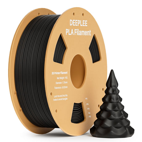 DEEPLEE PLA 1.75mm 3D Printer Filament, Dimensional Accuracy +/- 0.02mm, Neatly Wound, No Clogging, Vacuum Package, Fits for Most FDM 3D Printers, Cardboard Spool 1kg Black Deeplee