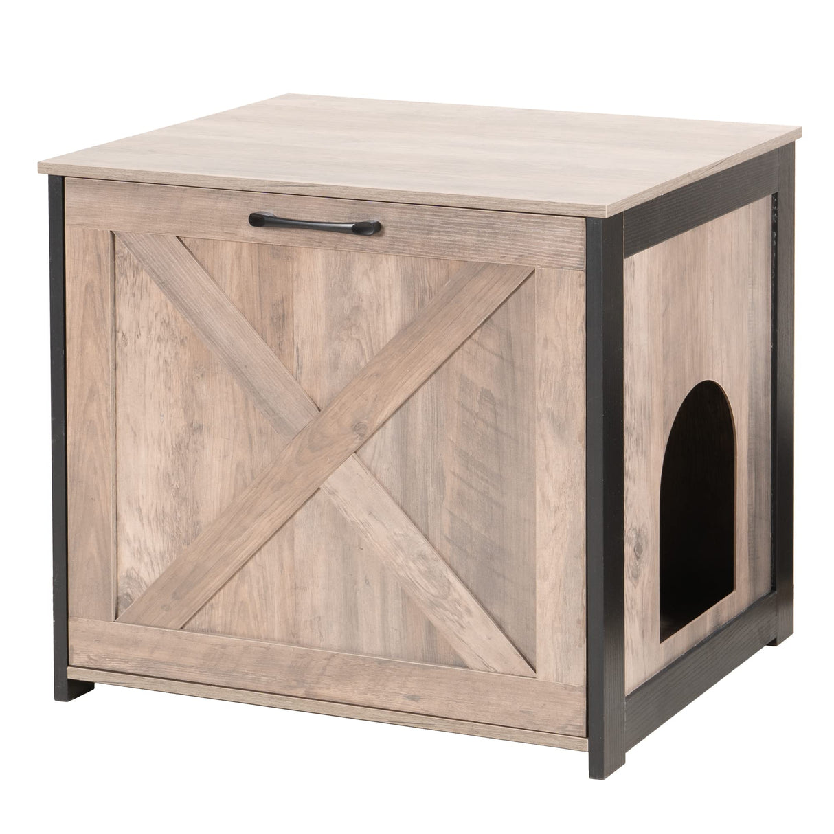 DWANTON Cat Litter Box Furniture Hidden, Cat Litter Box Enclosure, Reversible Entrance Can Be on Left or Right Side, Indoor Cat Box Cabinet, Wooden Cat Washroom, End Table, Nightstand Dwanton