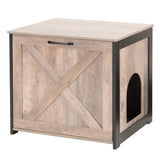 DWANTON Cat Litter Box Furniture Hidden, Cat Litter Box Enclosure, Reversible Entrance Can Be on Left or Right Side, Indoor Cat Box Cabinet, Wooden Cat Washroom, End Table, Nightstand Dwanton