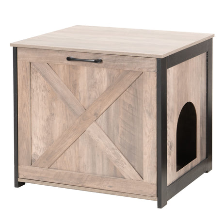 DWANTON Cat Litter Box Furniture Hidden, Cat Litter Box Enclosure, Reversible Entrance Can Be on Left or Right Side, Indoor Cat Box Cabinet, Wooden Cat Washroom, End Table, Nightstand Dwanton